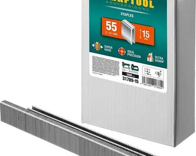 фото KRAFTOOL тип 18GA (55/90/C) 15 мм, 5000 шт, скобы для степлера (31789-15)