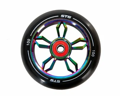 фото Колесо для трюкового самоката 100 мм с алюминиевым ободом, ABEC-11 (Колесо для трюкового самоката 100 мм с алюминиевым ободом, ABEC-11, 1шт, неохром)