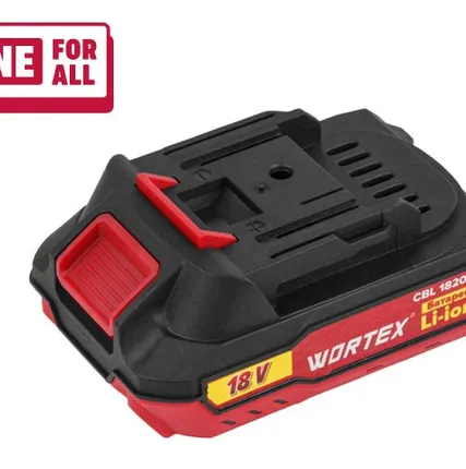 Фото №0 Батарея аккумуляторная Wortex CBL 1820-1, 18 В, 2 Ач, индикатор заряда, обрезиненный корпус