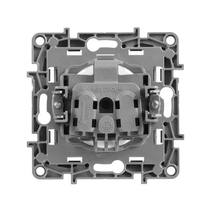 Фото №3 Розетка 1-м СП Etika 16А IP31 250В 2P без заземл. защ. шторки немецк. стандарт винт. клеммы механизм алюм. Leg 672434