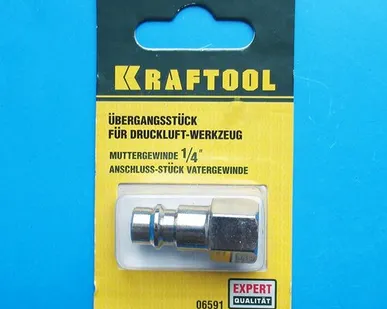 фото Переходник KRAFTOOL "EXPERT QUALITAT" для пневмоинструмента, штуцер- быстросъемное соединение "мама"