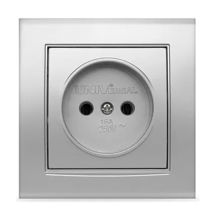 Фото №0 UNIVersal Розетка 1-м СП Бриллиант 16А IP20 без заземл. серебр. 7949834 UNIVersal
