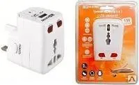 фото Тревел-адаптер 5 в 1 с USB зарядкой (Европа, Америка, Великобритания) TDM