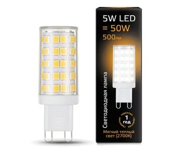 фото Светодиодная лампа Gauss 5W 500Lm 2700K G9 107309105
