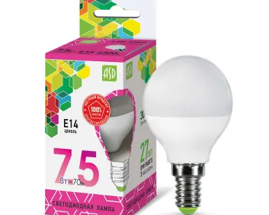 фото Лампа светодиодная LED-ШАР-standard 7.5Вт 230В E14 6500К 675Лм ASD 4690612019017