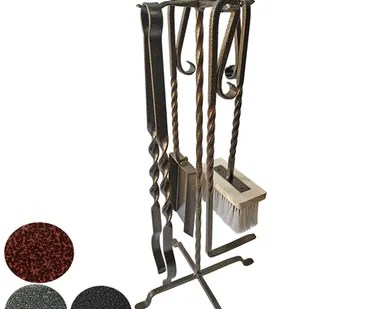 фото Набор для камина на стойке малый (4пред) серебро