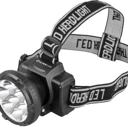 Фото №0 Фонарь аккумуляторный налобный LED5362 7LED 2 режима 220В пластик. черн. (бокс) Ultraflash 11256