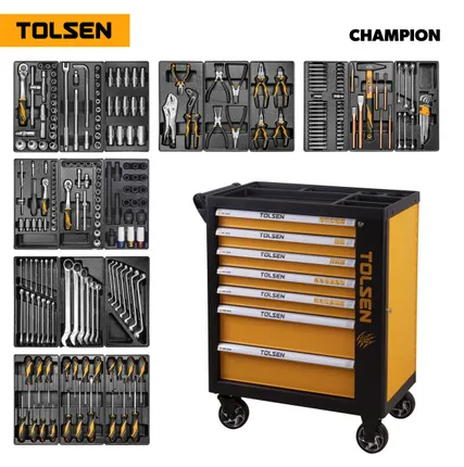 Фото №6 Набор инструментов 239 предметов, quot;CHAMPION quot;, в черной тележке TOLSEN TT85416