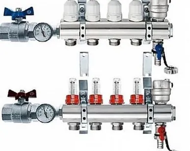 фото Группа коллекторная с расходомером 8 вых. ЛАТУНЬ VIEIR (3шт) VR112-08 ИТАЛИ