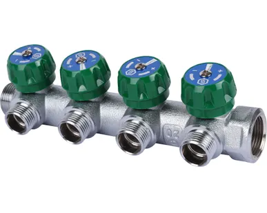 фото Коллектор регулирующий 3/4", 4 отвода 1/2" STOUT