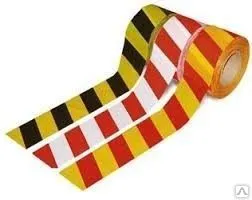 фото Лента сигнальная 75 мм красно-белая