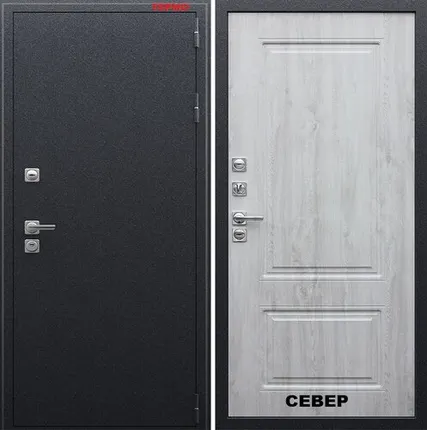 Фото №0 Входная дверь Термо Север букле графит-сосна белая ТЕРМОразрыв АСД