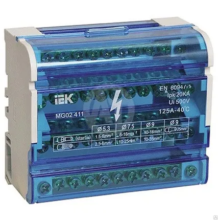 Фото №0 Шина на DIN-рейку в корпусе (кросс-модуль) 3L+PEN 4х11 IEK