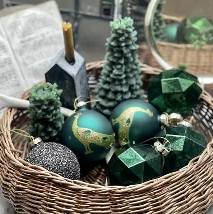 Фото №0 Шар елочный Павлин 8 см зеленый стекло