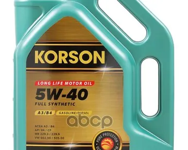 фото Korson 5W-40 Full Synthetic A3/B4 4Л (Синт. Мотор. Масло.)
