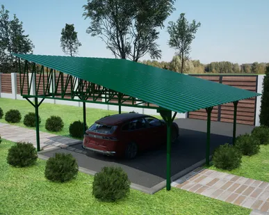 фото Односкатный навес №33 из профнастила 6,9х6,3 м