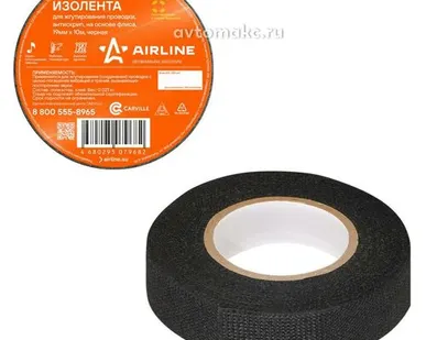 фото AIRLINE Изолента для жгутирования проводки 19 мм*10 м, антискрип, флис