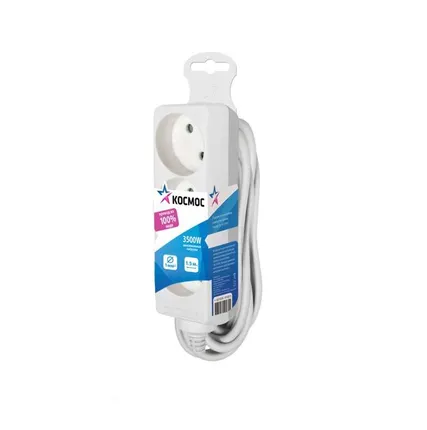 Фото №0 Удлинитель 3х1.5м без заземл. 16А IP20 ПВС 2х1 Космос YKsm1.5m-3g(K)