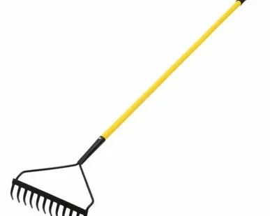 фото Грабли прямые 12 зубьев с металлическим черенком ГП-12 (030219) (Усадьба Люкс)