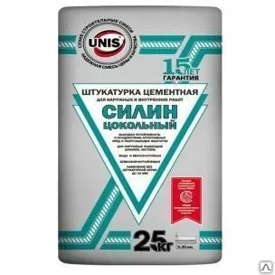 фото Штукатурка цементная Юнис Силин Цокольный, 25кг