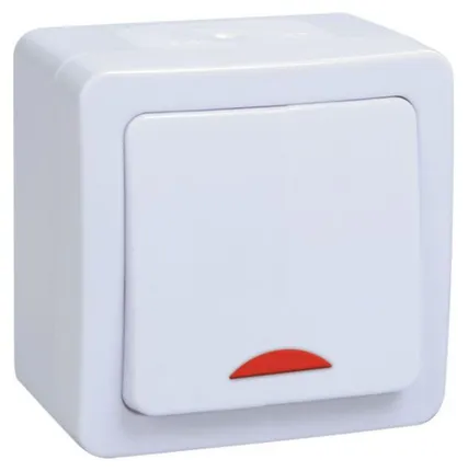 Фото №0 IEK Выключатель 1-кл. ОП Гермес Plus 10А IP54 ВС20-1-1-ГПБ с индикацией цвет клавиши: бел. бел. EVMP11-K01-10-54-EC IEK