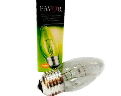 фото Лампа накаливания FAVOR B36 40W E27 CL свеча прозрачная