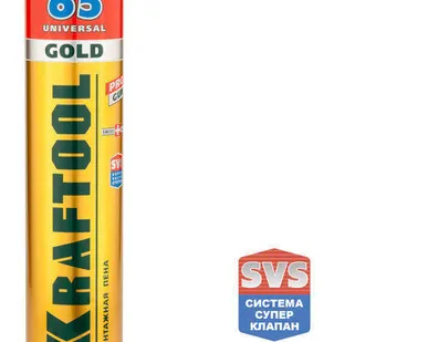 фото Пена монтажная KRAFTOOL GOLDKRAFT GOLD PRO 65, всесезонная, пистолет 850мл