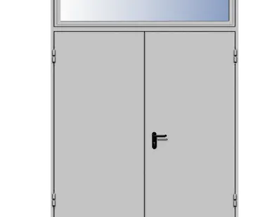 фото Дверь техническая двупольная ДМ-2 с остекленной фрамугой - без порога