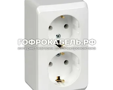 фото Розетка Schneider Electric Этюд двойная наружная с заземлением.