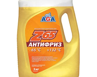 фото Антифриз AGA043Z готовый к применению -65С (желтый) 5 кг