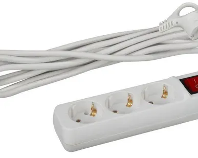 фото Удлинитель электрический UX-3es-1.5m с заземлением с выключателем 3 розетки 1.5м ПВС 3х0.75кв.мм 10А Эра Б0057740