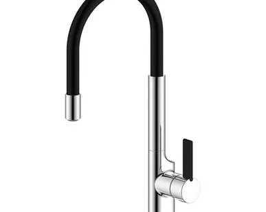 фото смеситель для кухни ARGOtech PERS NEW гибкий излив однорычажный хром/черный