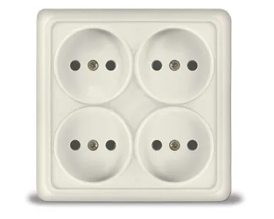 фото Розетка 4-м ОП Олимп без заземл. квадрат сл. кость UNIVersal 1170
