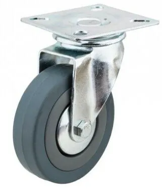 Фото №0 Колесо мебельное TECH-KREP Колесная опора поворотнаяTech-Krep D75 полипропиленовая, серая резина, подшипник скольжения 148488