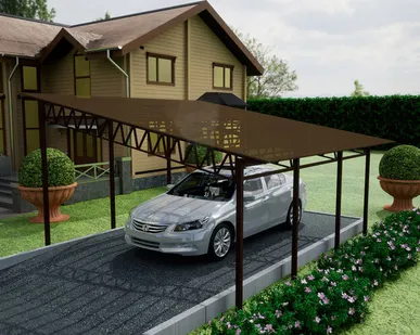 фото Односкатный навес №31 из поликарбоната 5,9х6,3 м