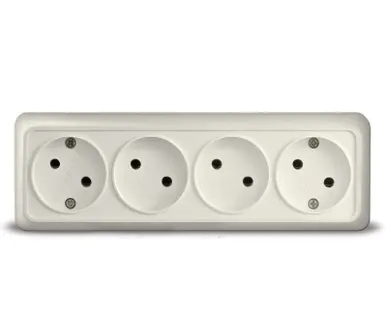 фото Розетка 4-м ОП Олимп без заземл. сл. кость UNIVersal 1168