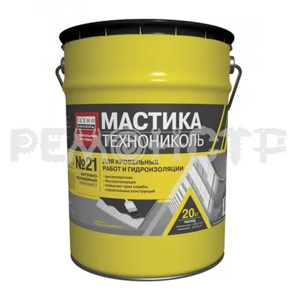 Фото №0 Мастика 20кг каучук/битум кровельная ТЕХНОНИКОЛЬ №21 (Техномаст) ведро (1/36) П