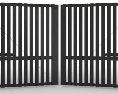 фото Распашные ворота AL-профиль вертикальные черные 4000х2000 мм