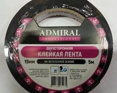 фото Лента клейкая двусторонняя Admiral 25 мм, 5 м