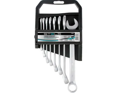 фото Набор ключей комбинированных, 8 - 19 мм, 8 шт. CrV, матовый хром, Stеls, 1 шт