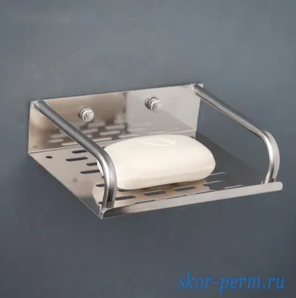 Фото №1 Мыльница настенная стальная, 15х11х4 см