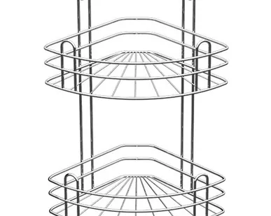фото Полка для ванной угловая 2-х ярусная радиальная глубокая хром зеркальный