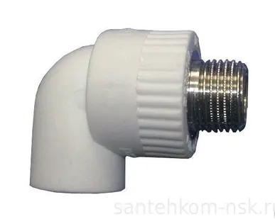 фото Угольник полипропилен. комбинированный с наружной резьбой Дн - 20х3/4" мм