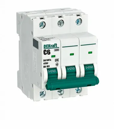 Фото №0 DEKraft Авт. выкл. 3Р 6А х-ка C ВА-103 6кА