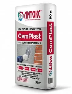 фото Штукатурка цементная ручного и машинного применения Литокс CemPlast, 30 кг