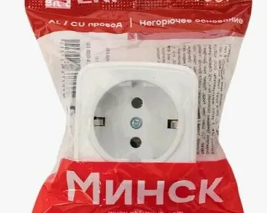 фото Минск Розетка 1-местная ОП 16А с заземлением белая EKF Basic