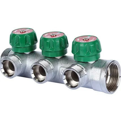 Фото №0 Коллектор регулирующий 1", 3 отвода 3/4" ЕК STOUT