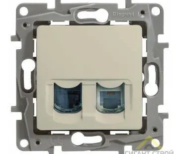 фото Механизм розетки RJ11+RJ45 кат.5 UTP ETIKA Plus сл.кость Legrand 672352