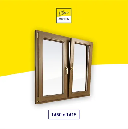 Фото №0 Деревянное окно из дуба 2-х створчатое 1450x1415