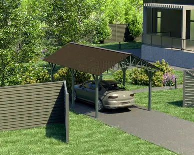 фото Двускатный навес №22 из поликарбоната 3,5х6,3 м